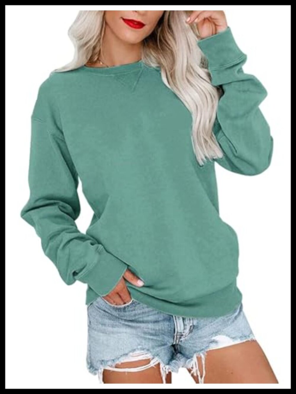 Women's Crewneck Sweatshirt Long Sleeve Pullover Cotton Blend Loose Fit Casual